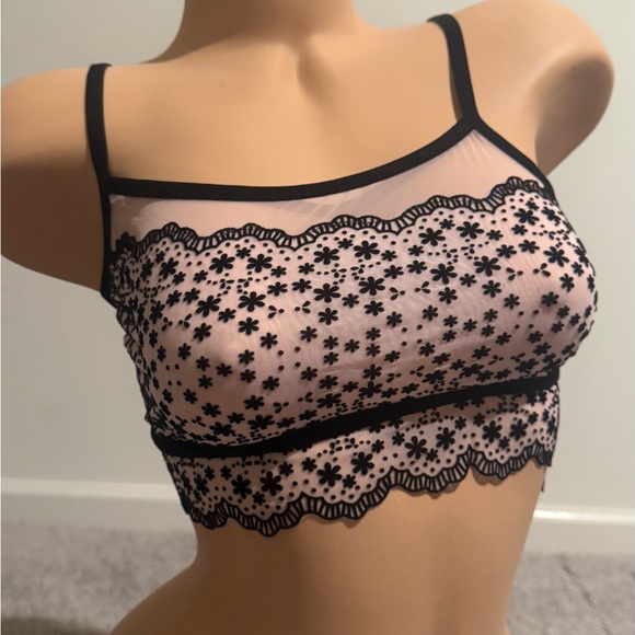 Jasmine & Ginger Other - Jasmine & Ginger Floral Lace Bralette in Pink and Black